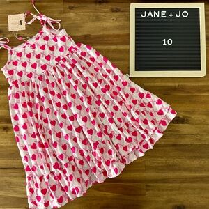 NWT Jane + Jo Girls XO Valentine Pink Heart House Dress 10 Sleeveless Ruffle